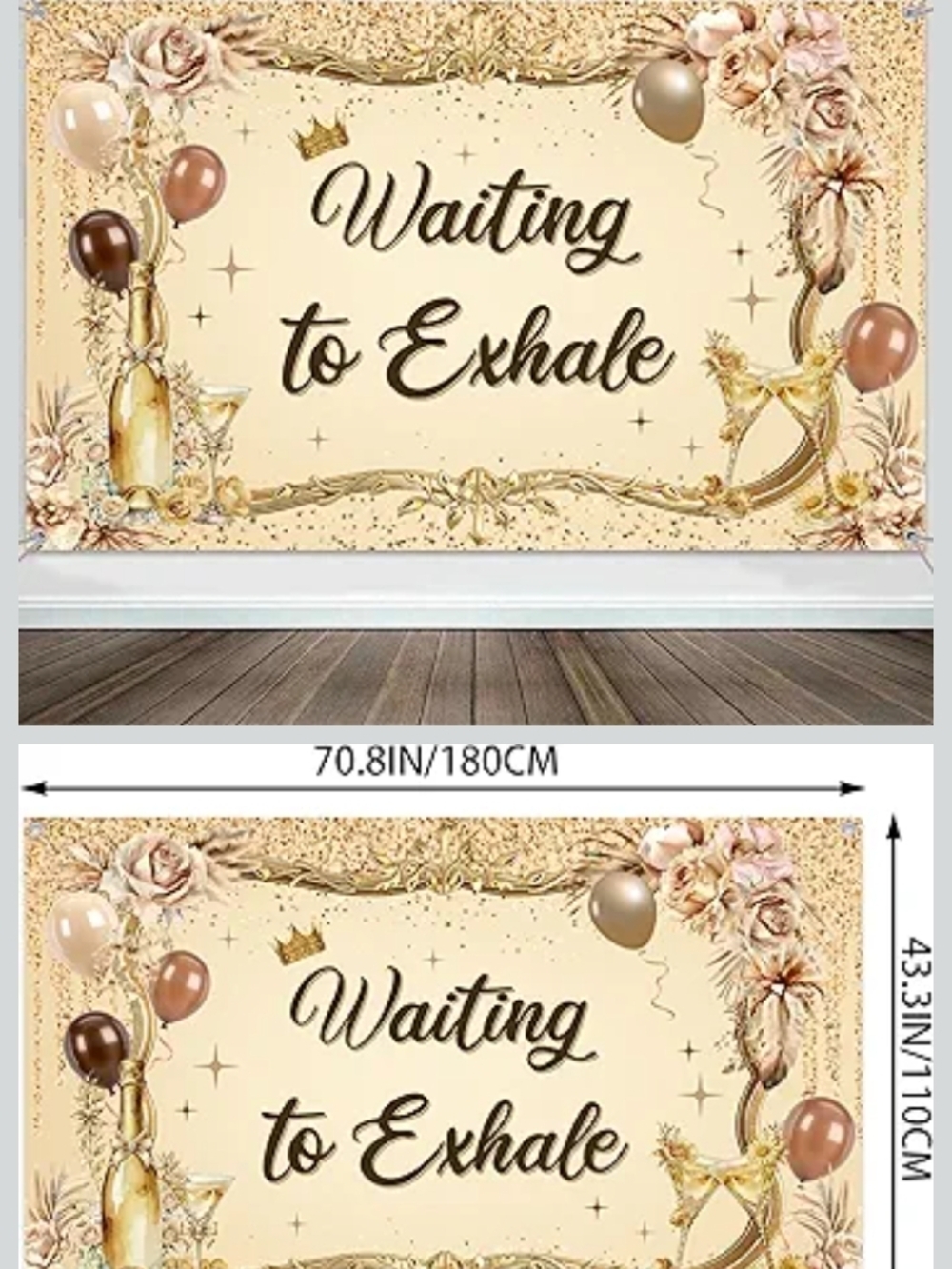 Waiting to Exhale Party Backdrop - Champagne Cream Balloon Photo Banner